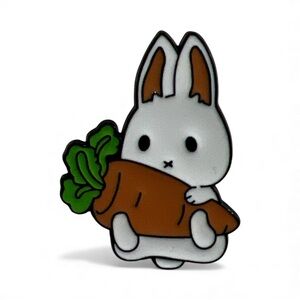 Bunny & Carrot Enamel Pin – Cute Rabbit Design – NWT